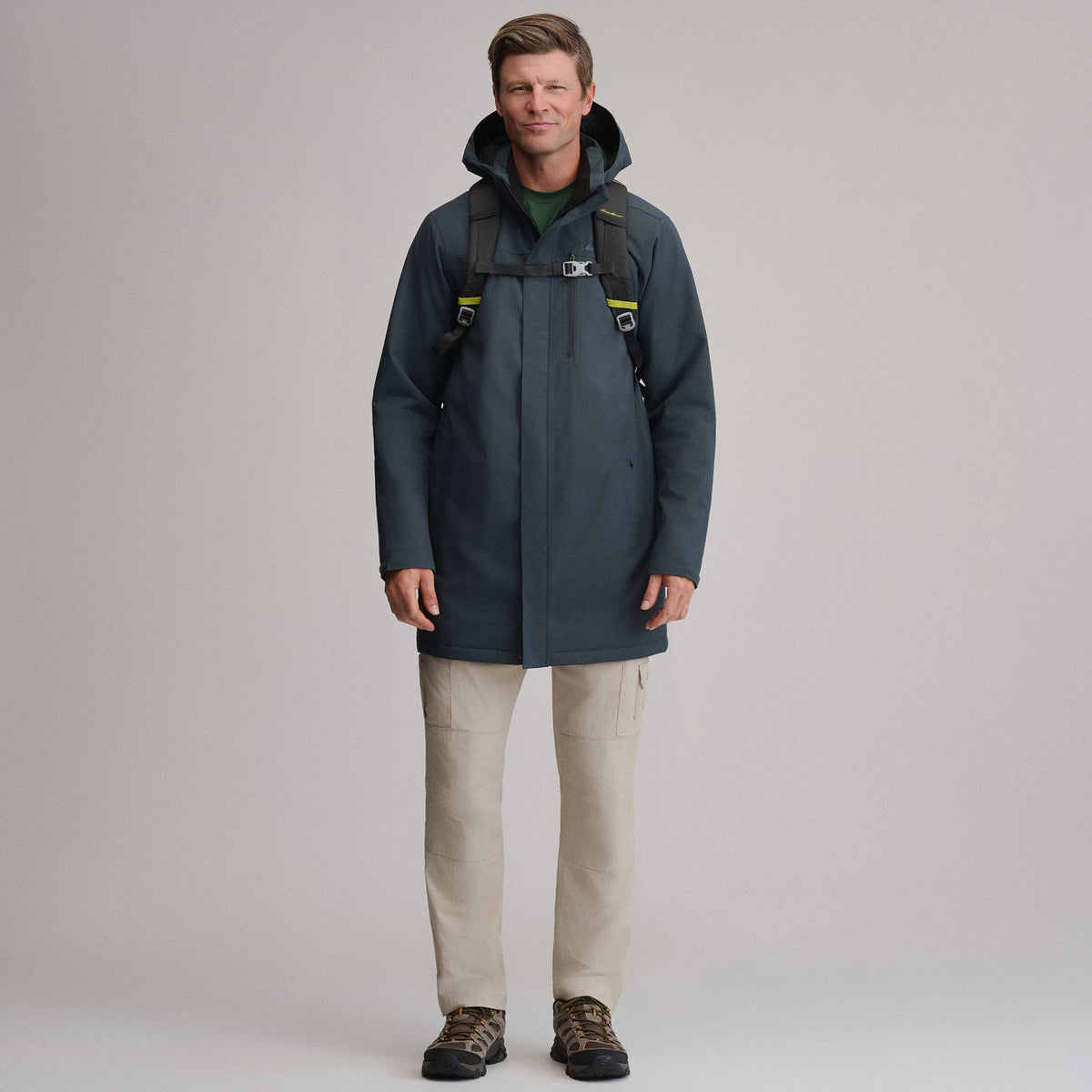 Men's Mainstay Insulated Waterproof Hooded Trench Coat