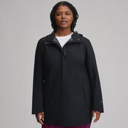 Women's Cloud Cap Waterproof Stretch Hooded Rain Parka - Black