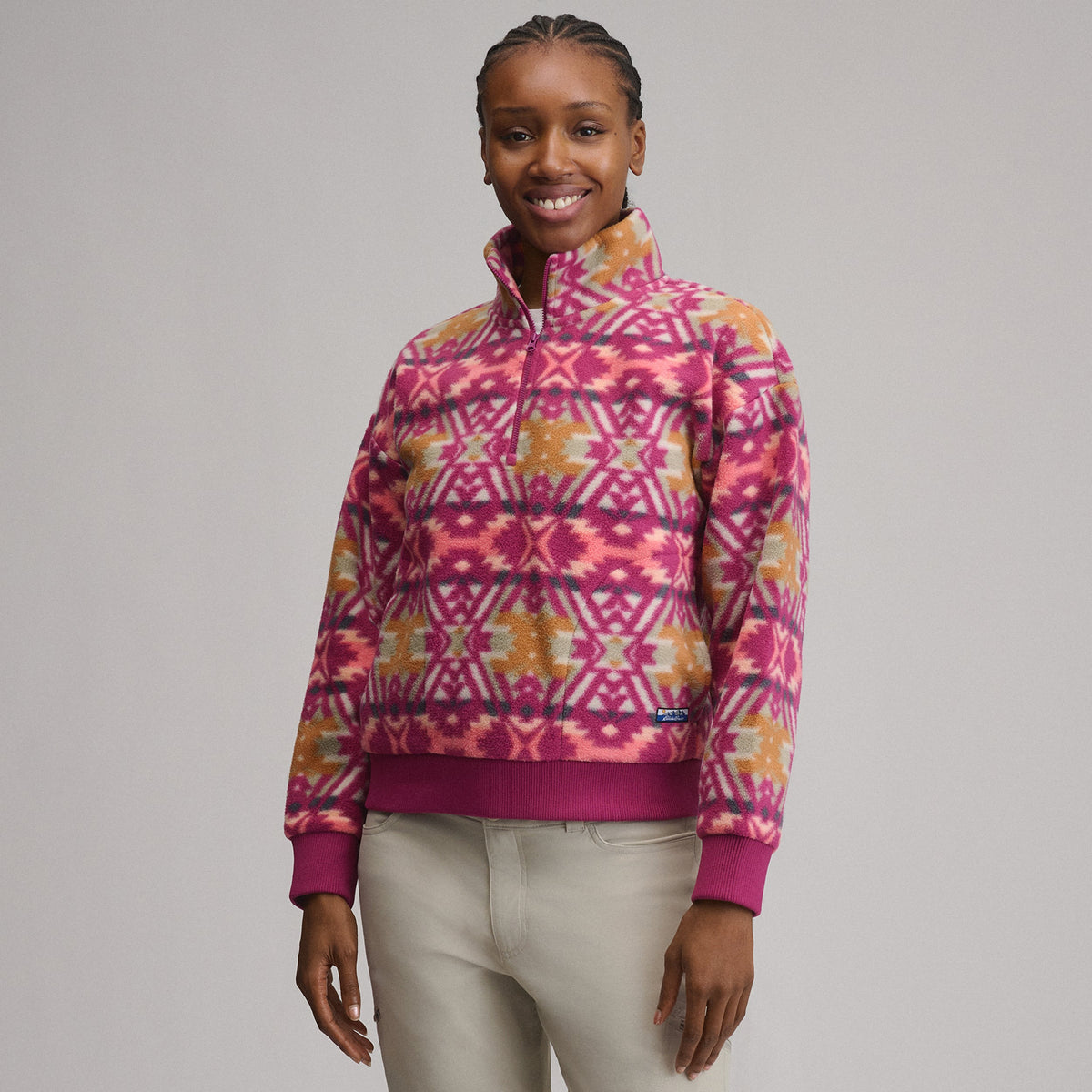 Women's Authentic Outdoor Fleece 1/4-Zip Mock Pullover - Print