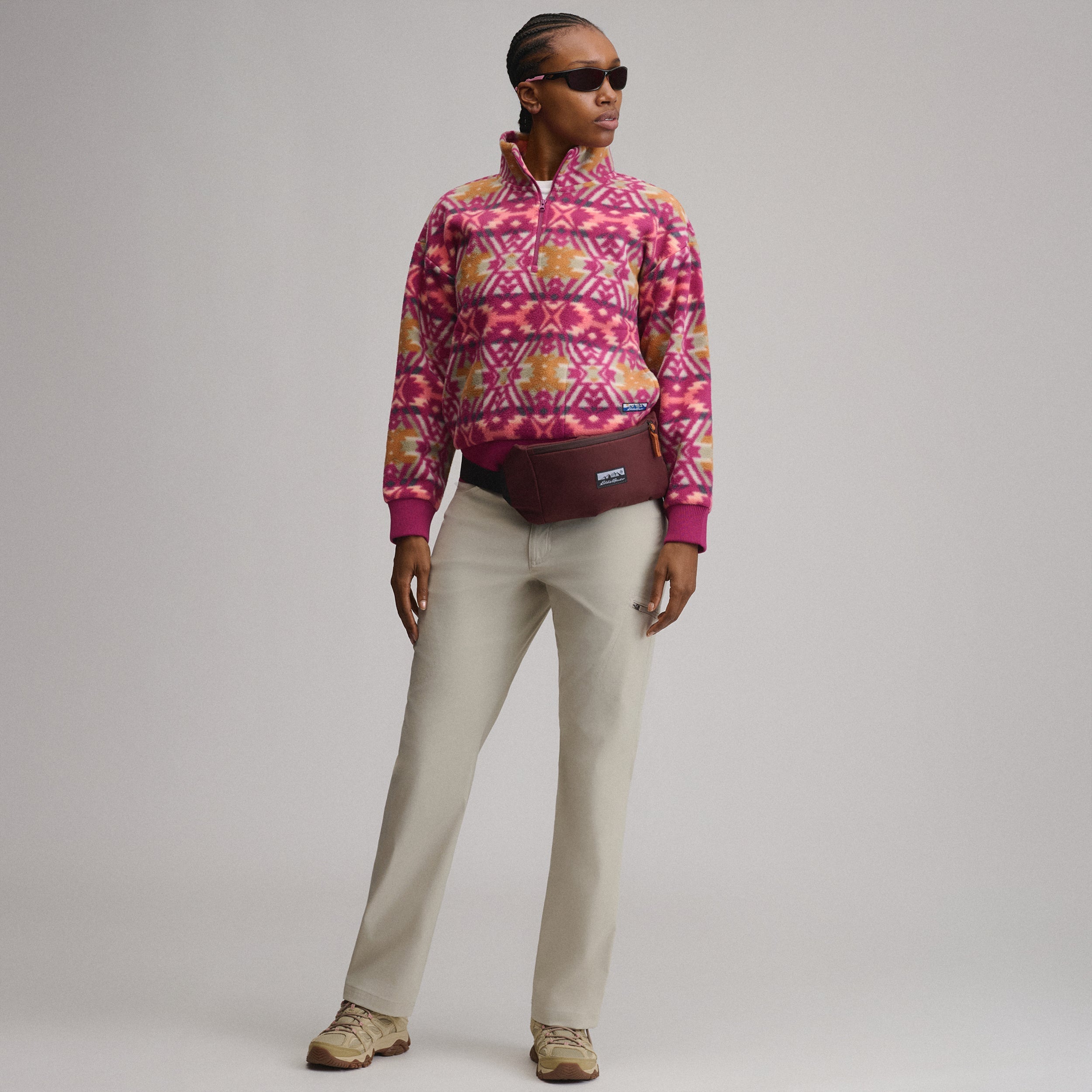 Women's Authentic Outdoor Fleece 1/4-Zip Mock Pullover - Print