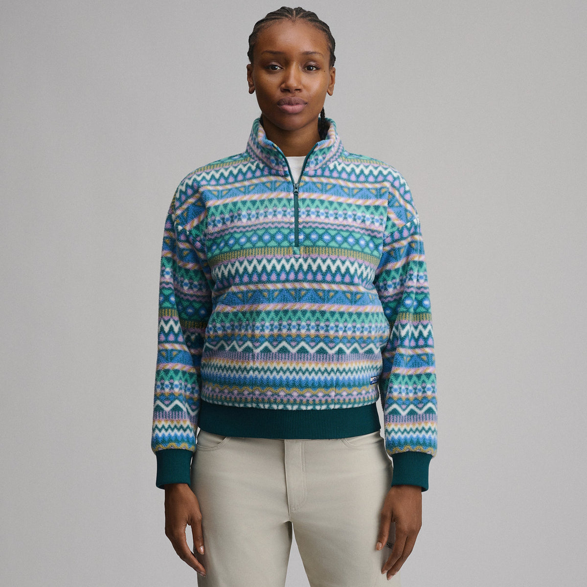 Women's Authentic Outdoor Fleece 1/4-Zip Mock Pullover - Print
