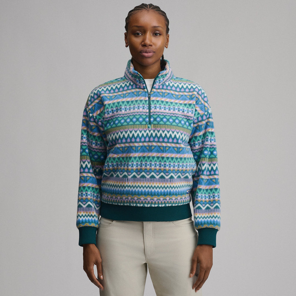 Women's Authentic Outdoor Fleece 1/4-Zip Mock Pullover - Print