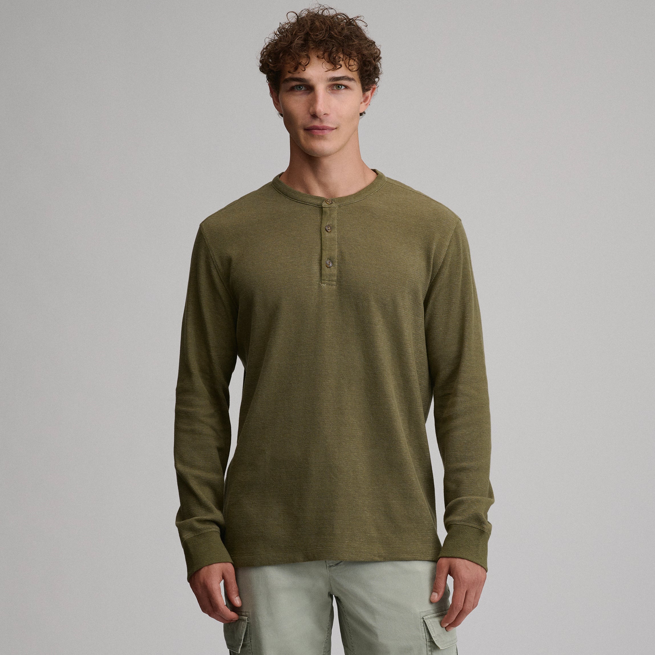 Men's Birds Eye Long-Sleeve Thermal Henley
