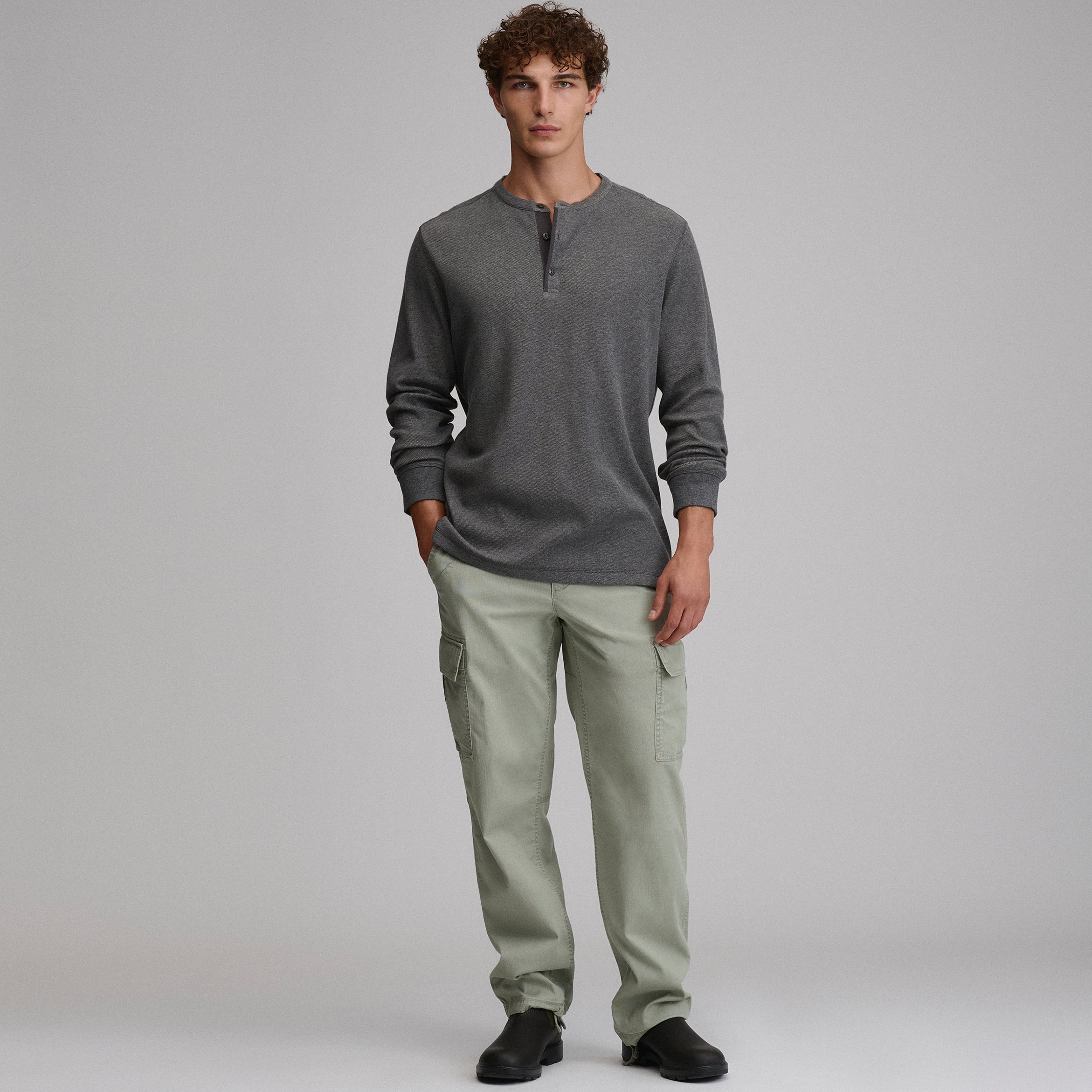 Men's Birds Eye Long-Sleeve Thermal Henley