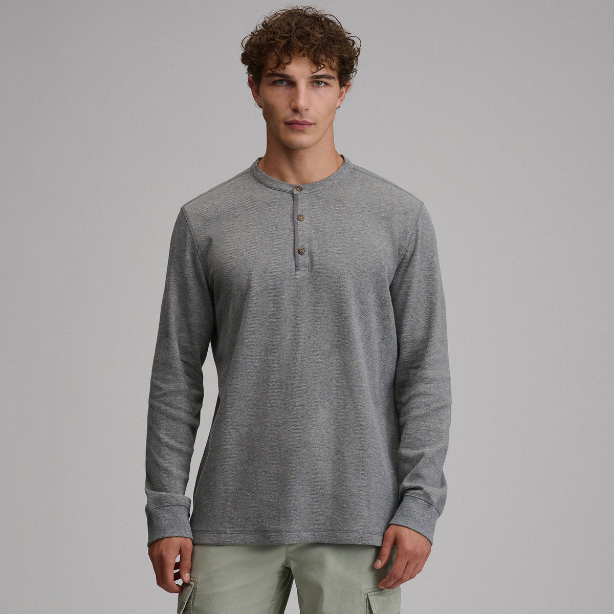 Men's Birds Eye Long-Sleeve Thermal Henley