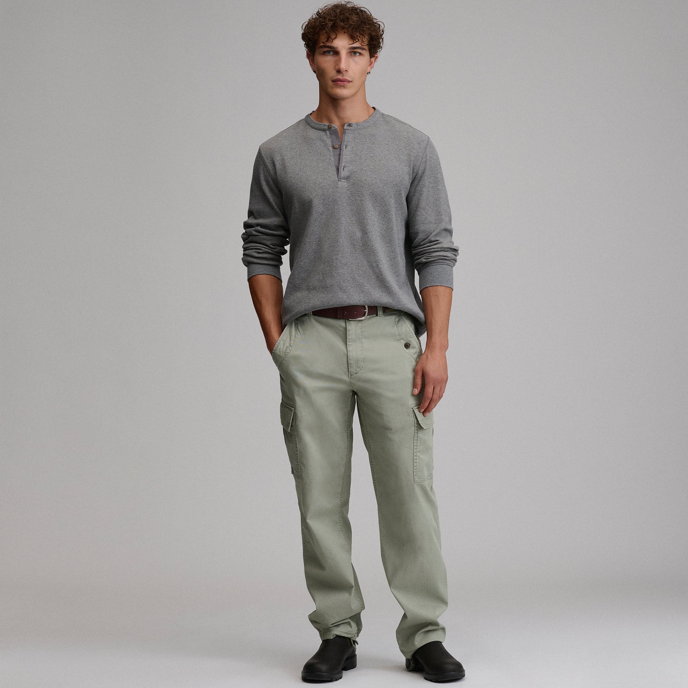 Men's Birds Eye Long-Sleeve Thermal Henley