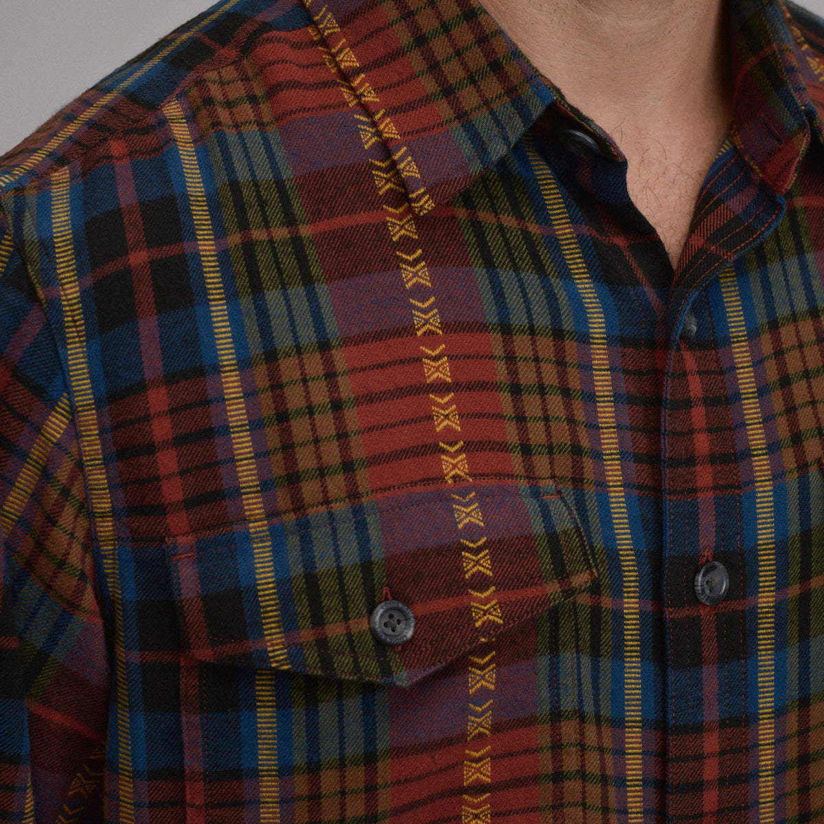 Men's Long-Sleeve Eddie's Cabin Shirt - Jacquard Plaid