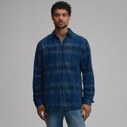 Men's Long-Sleeve Fine Wale Corduroy Shirt - Plaid - Blue