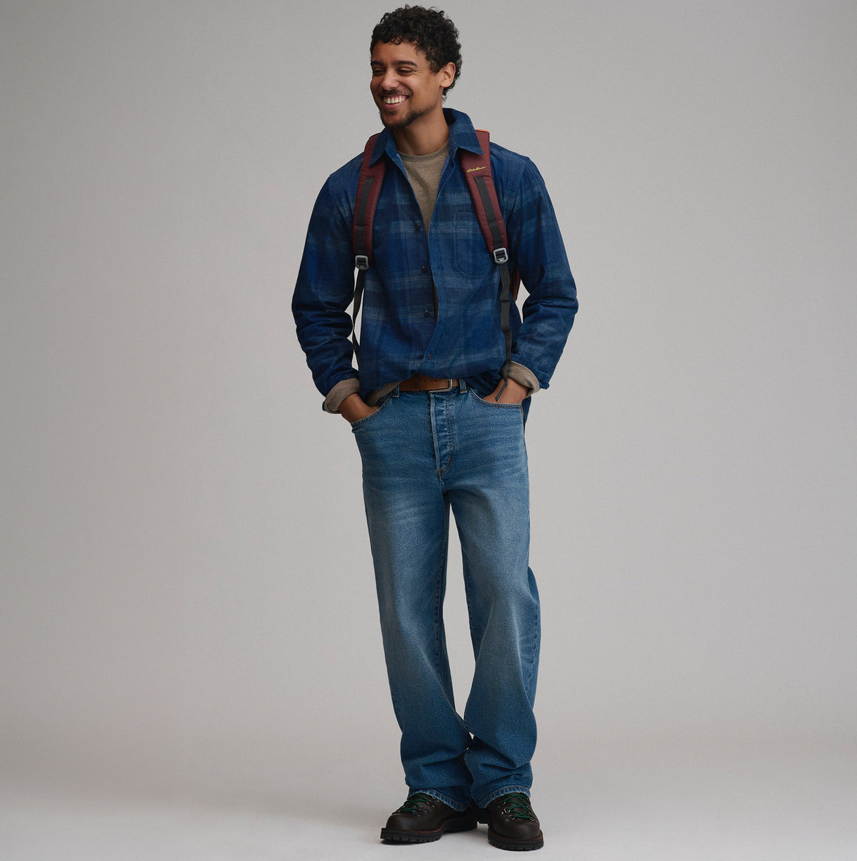 Men's Long-Sleeve Fine Wale Corduroy Shirt - Plaid