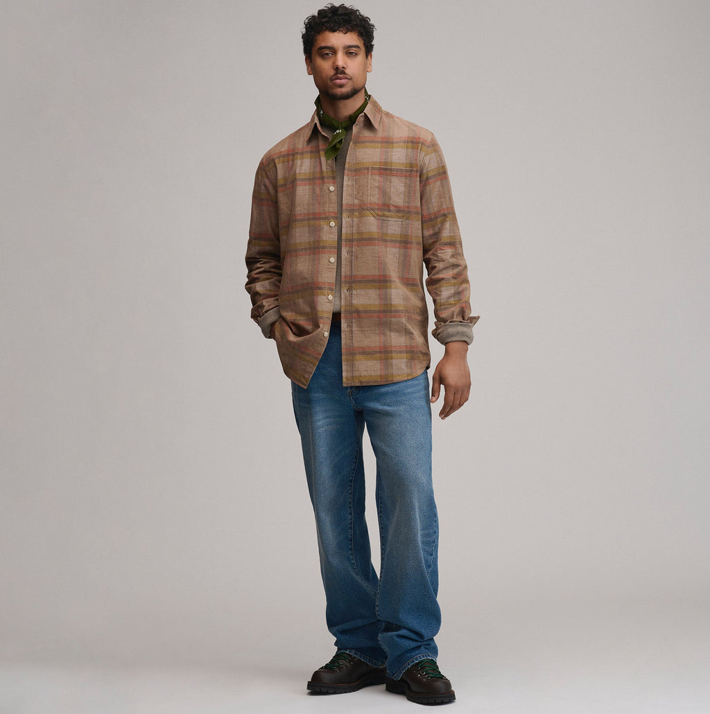 Men's Long-Sleeve Fine Wale Corduroy Shirt - Plaid