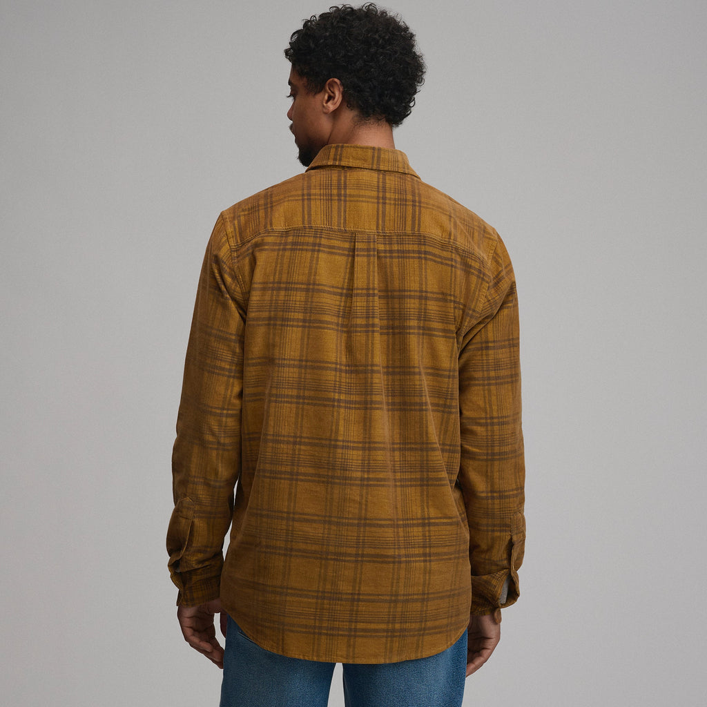 Men's Long-Sleeve Fine Wale Corduroy Shirt - Plaid