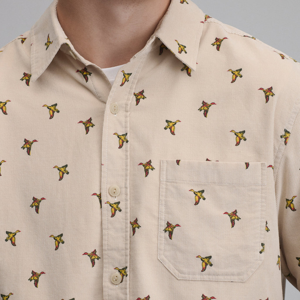 Men's Long-Sleeve Fine Wale Corduroy Shirt - Print