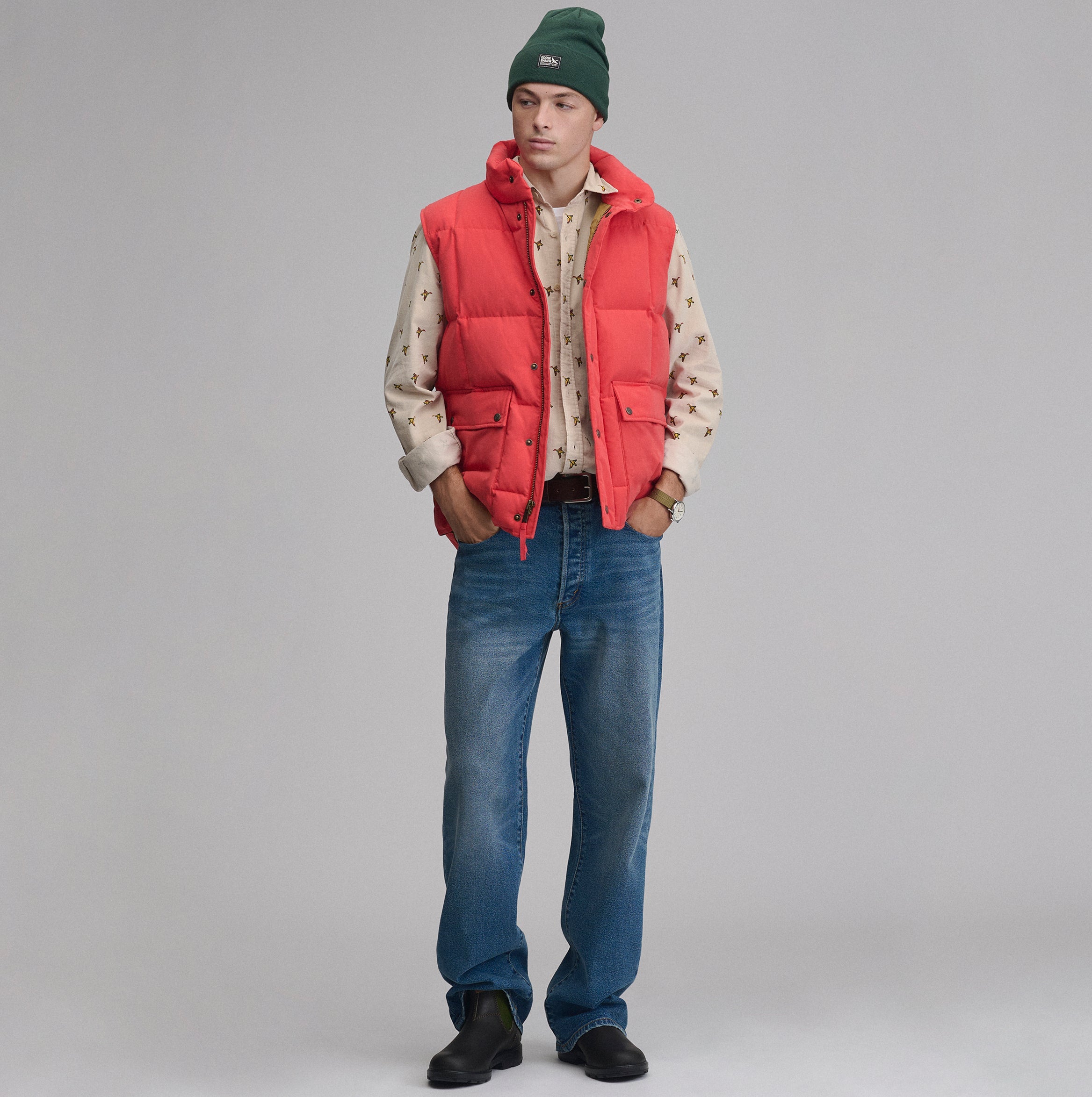 Men's Long-Sleeve Fine Wale Corduroy Shirt - Print