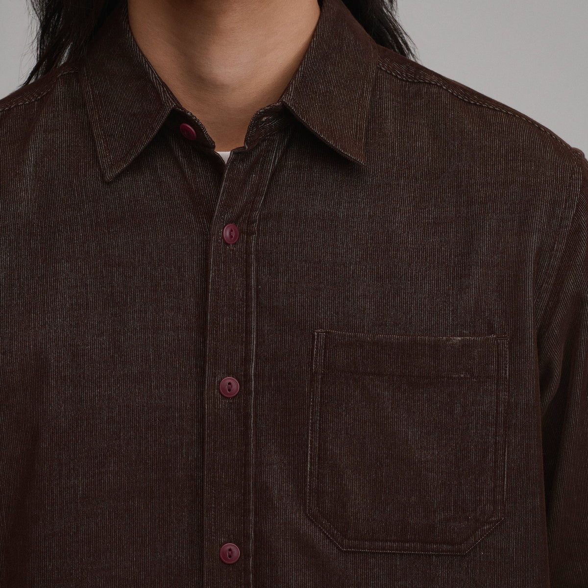 Men's Long-Sleeve Fine Wale Corduroy Shirt - Solid