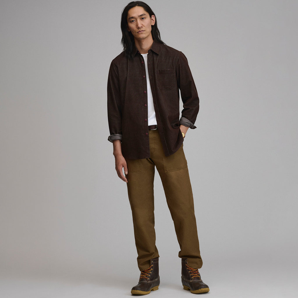 Men's Long-Sleeve Fine Wale Corduroy Shirt - Solid