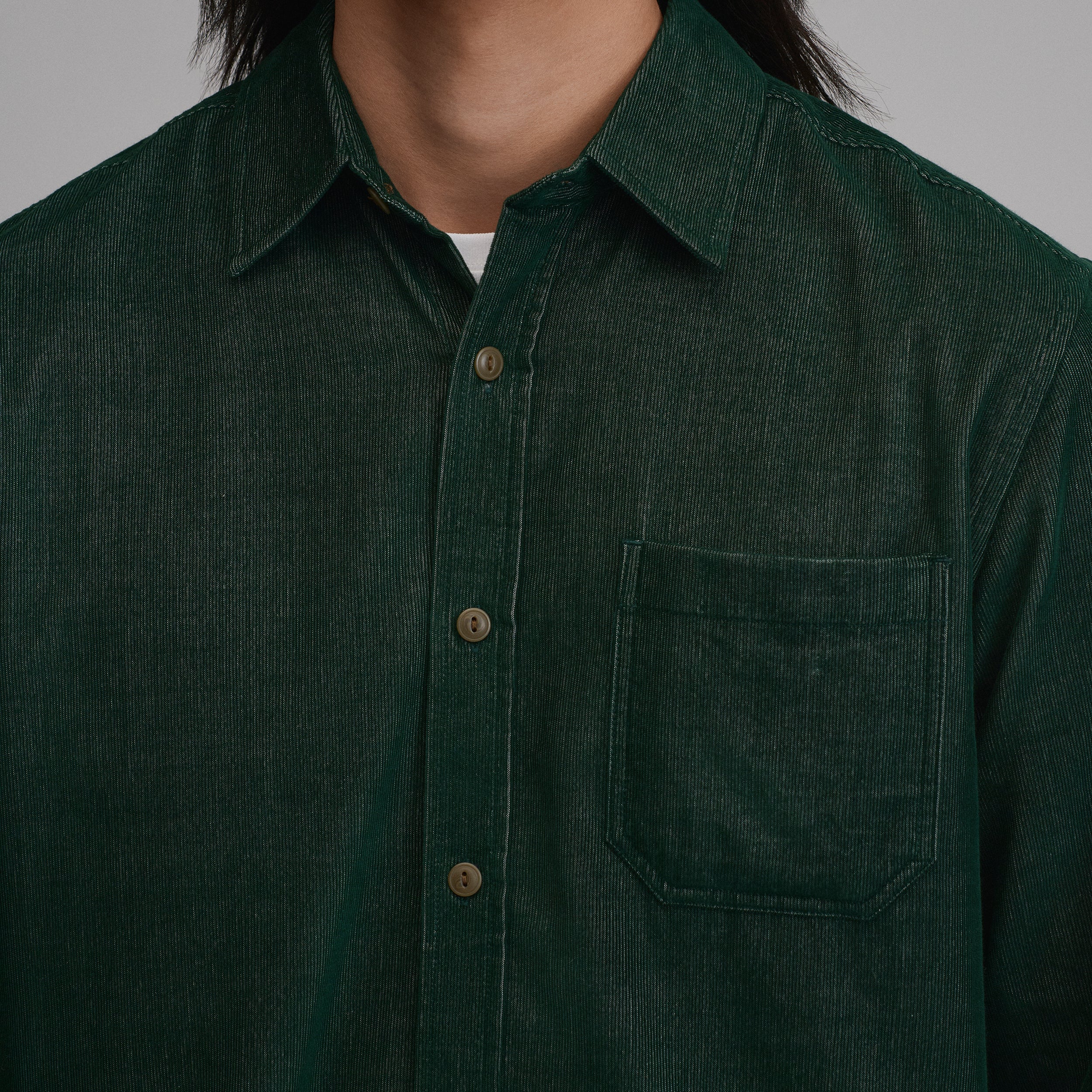 Men's Long-Sleeve Fine Wale Corduroy Shirt - Solid