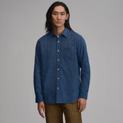 Men's Long-Sleeve Fine Wale Corduroy Shirt - Solid - Indigo