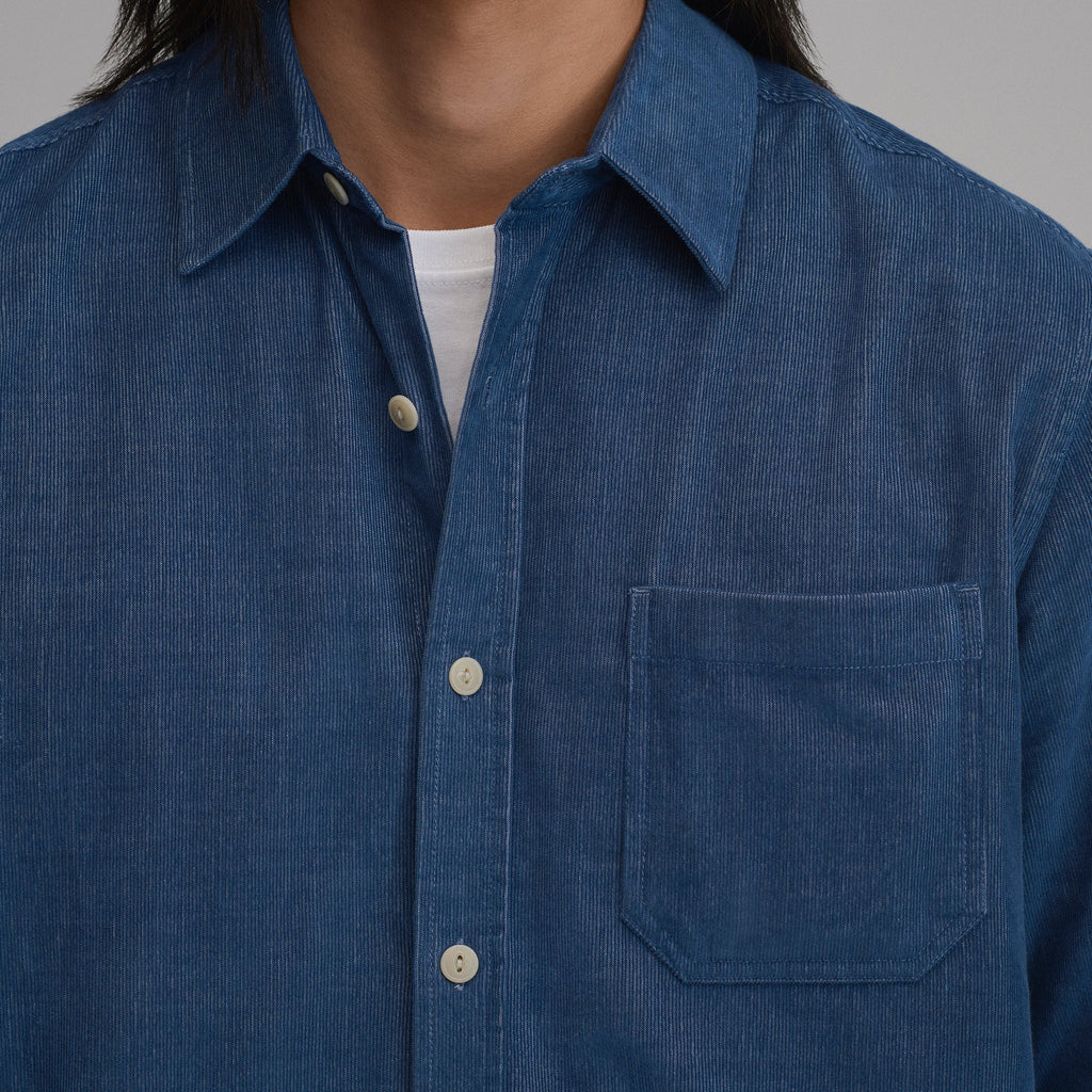 Men's Long-Sleeve Fine Wale Corduroy Shirt - Solid