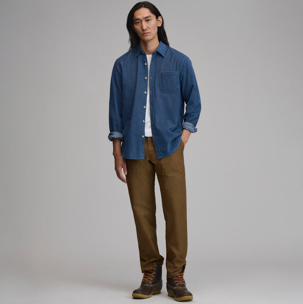 Men's Long-Sleeve Fine Wale Corduroy Shirt - Solid