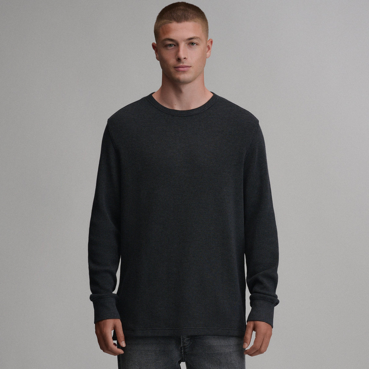 Men's Plaited Waffle Thermal Crew