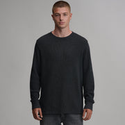 Men's Plaited Waffle Thermal Crew - Black
