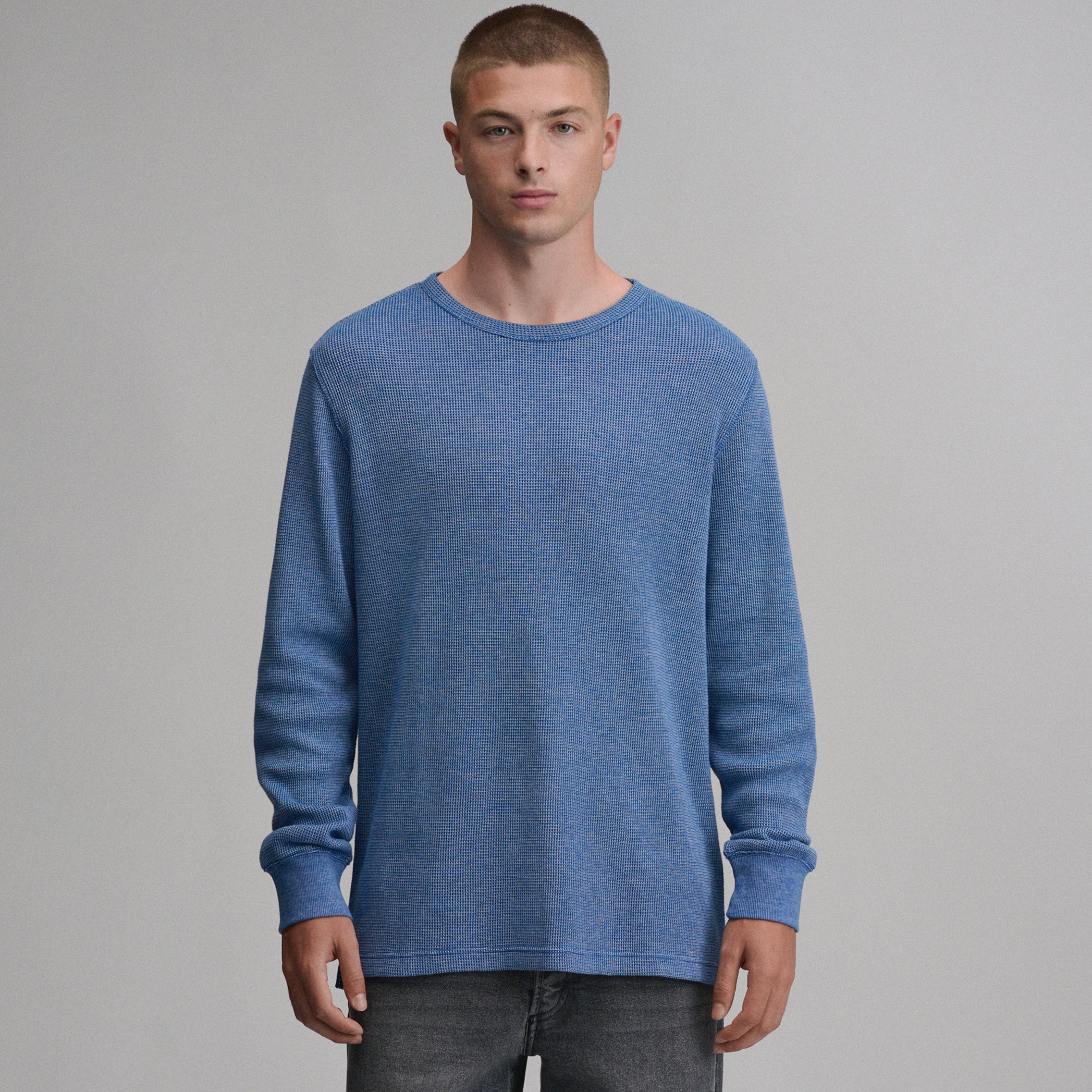 Men's Plaited Waffle Thermal Crew
