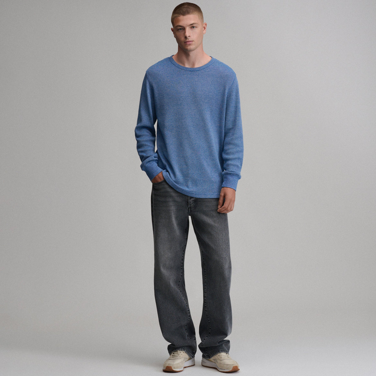 Men's Plaited Waffle Thermal Crew