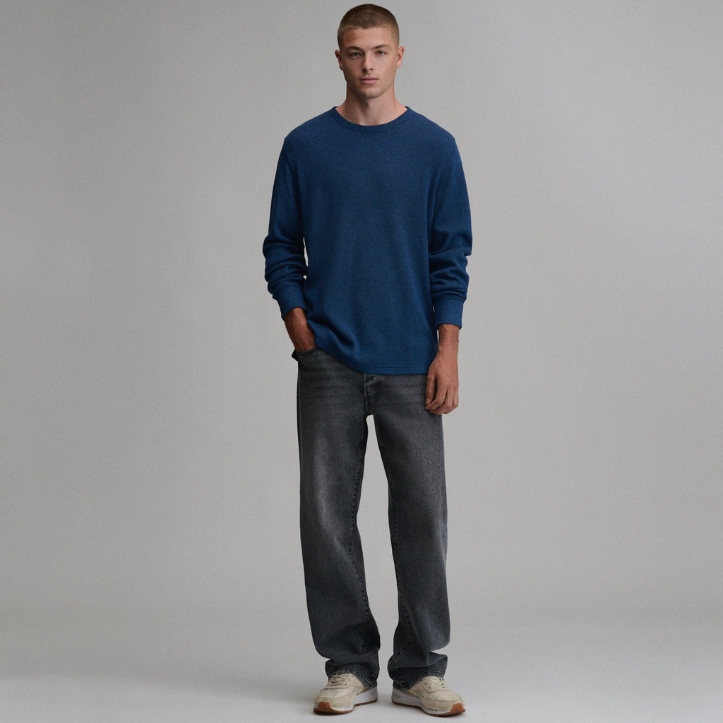 Men's Plaited Waffle Thermal Crew