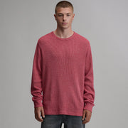 Men's Plaited Waffle Thermal Crew - Cardinal