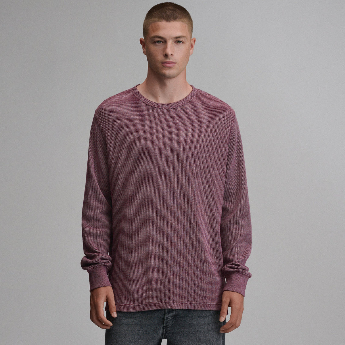 Men's Plaited Waffle Thermal Crew