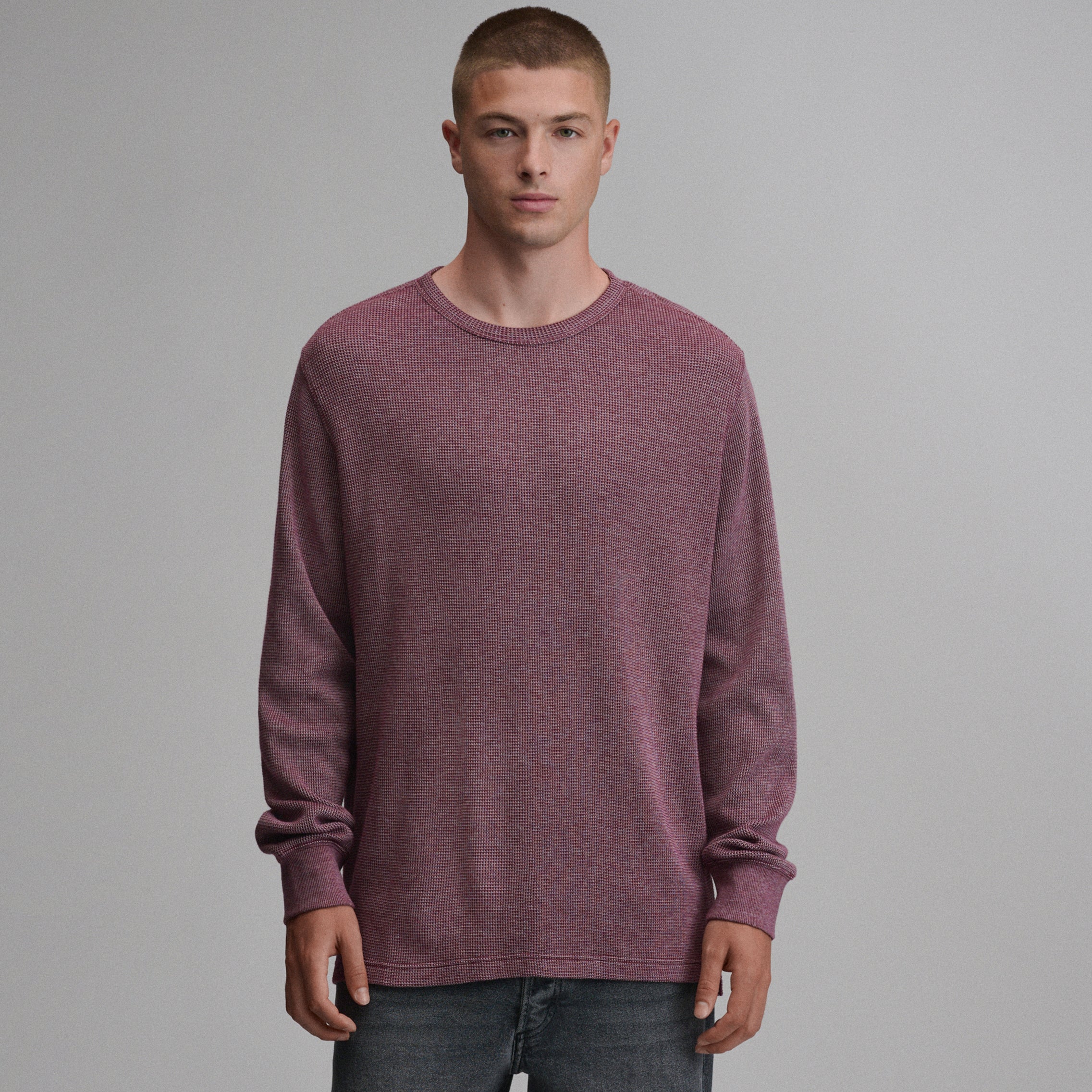 Men's Plaited Waffle Thermal Crew