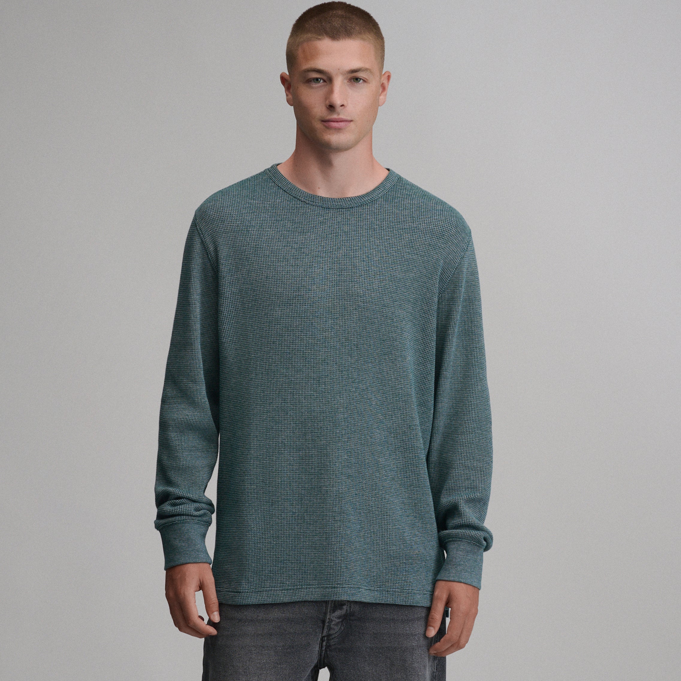 Men's Plaited Waffle Thermal Crew