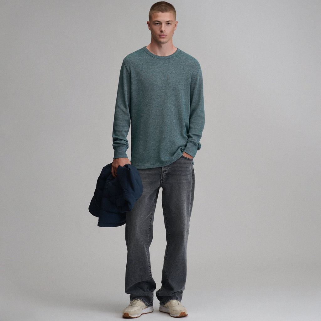 Men's Plaited Waffle Thermal Crew