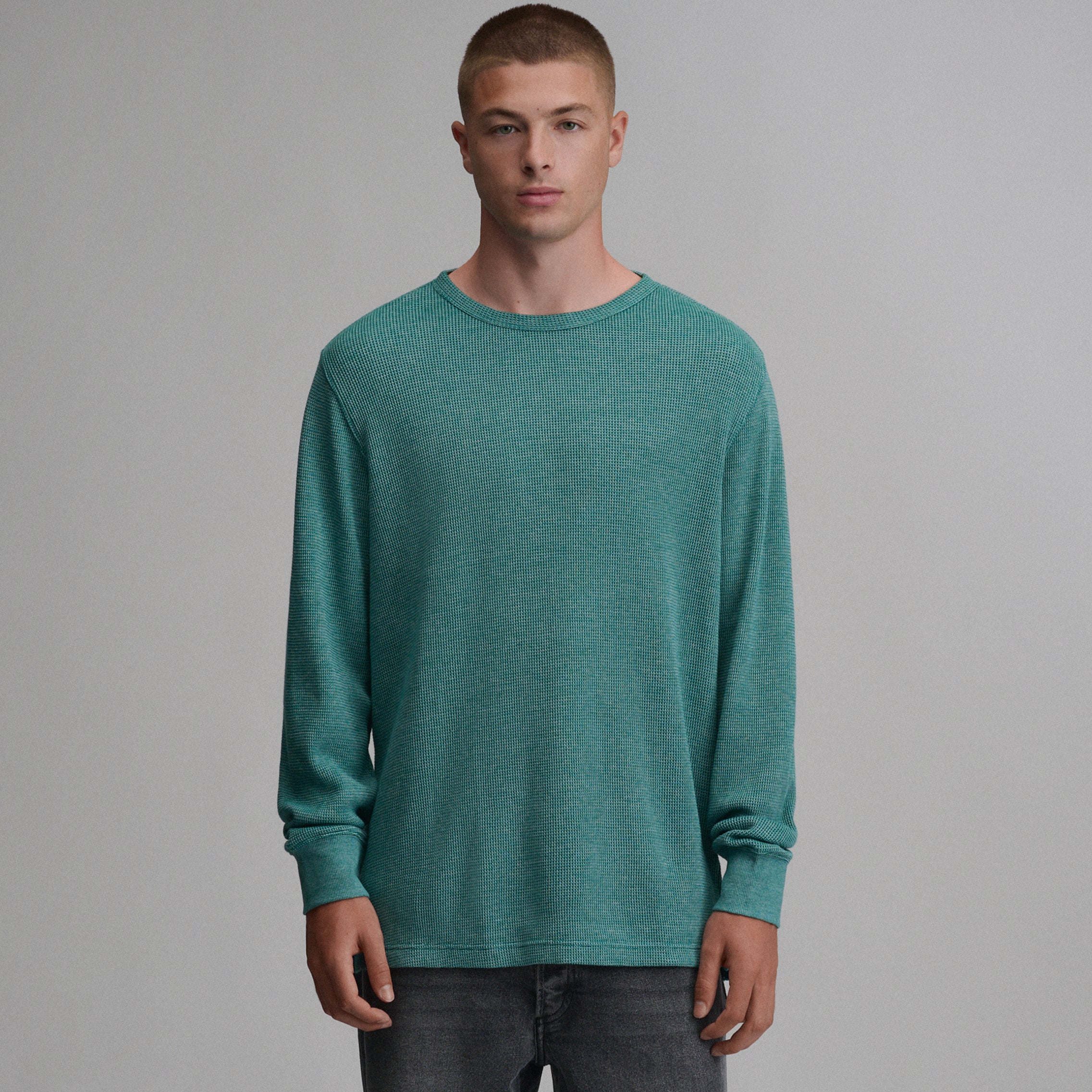Men's Plaited Waffle Thermal Crew