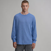 Men's Plaited Waffle Thermal Crew - Whistle Blue