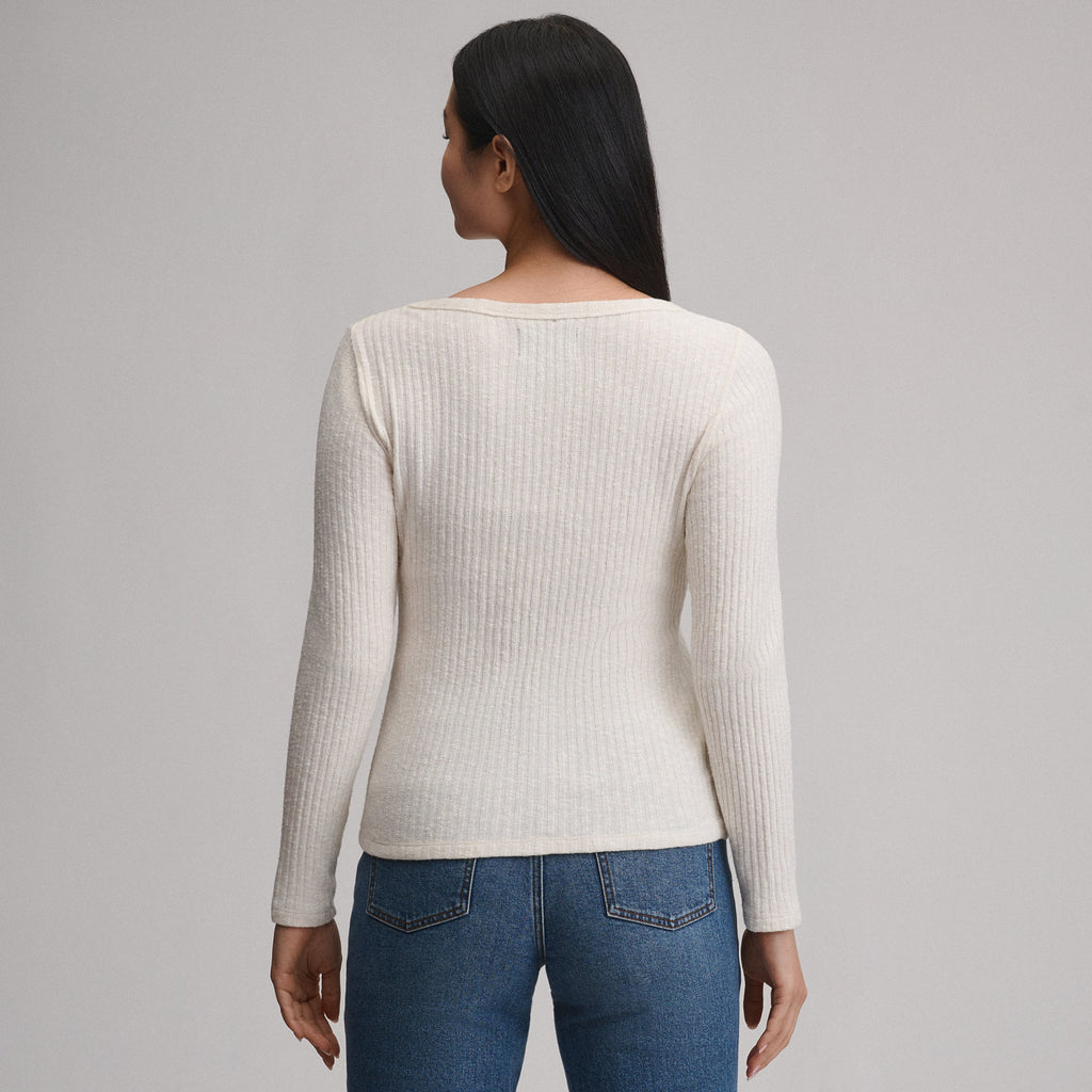 Women's Long-Sleeve Hacci Ribbed Top