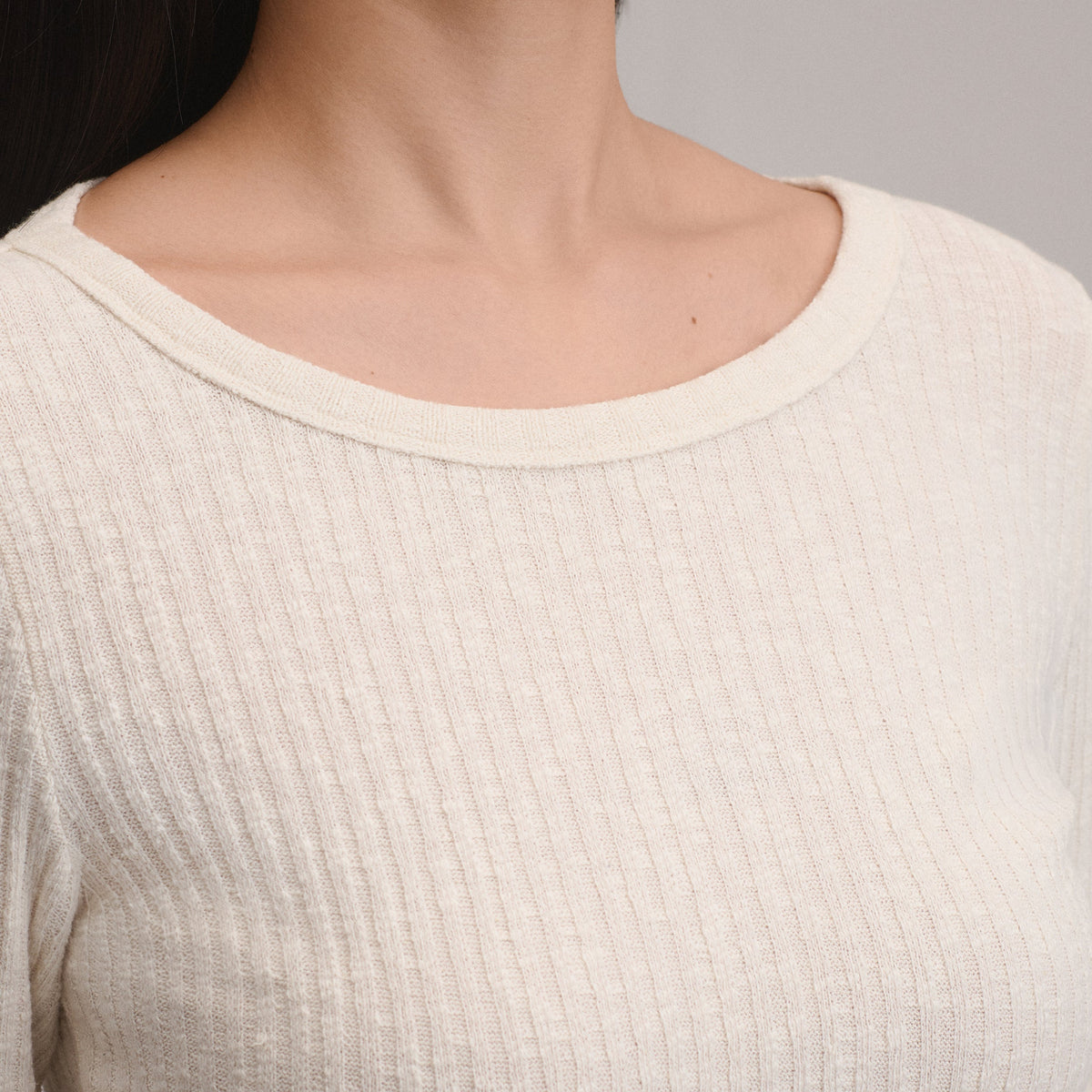 Women's Long-Sleeve Hacci Ribbed Top