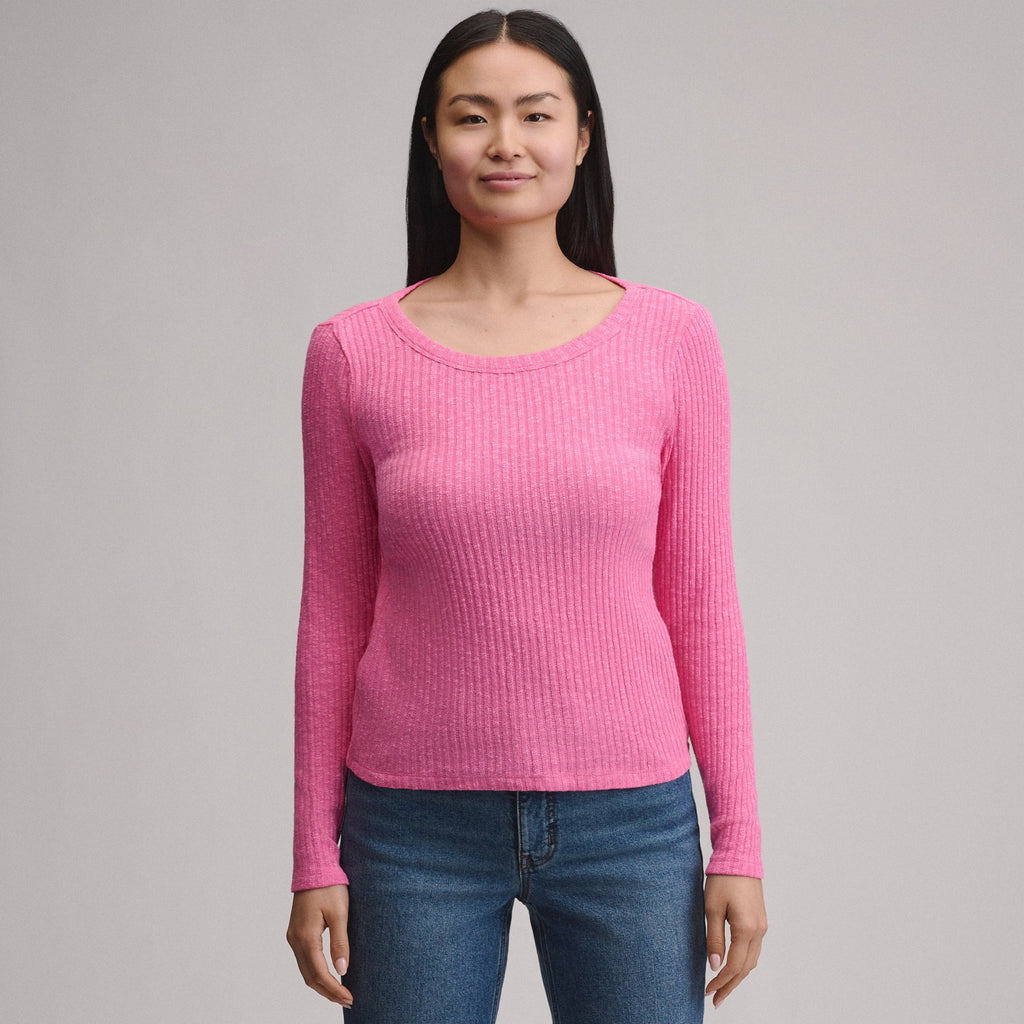 Women's Long-Sleeve Hacci Ribbed Top