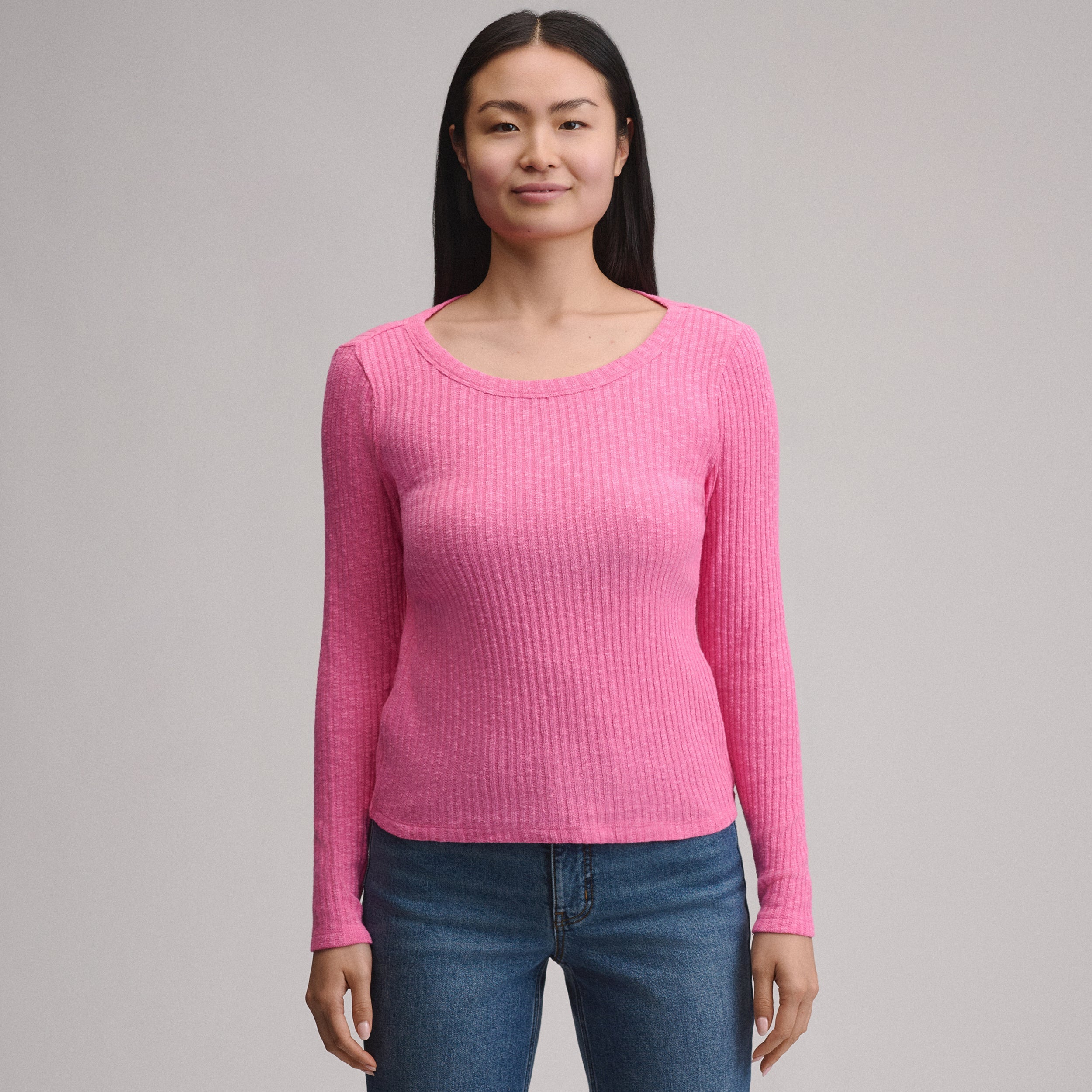 Women's Long-Sleeve Hacci Ribbed Top