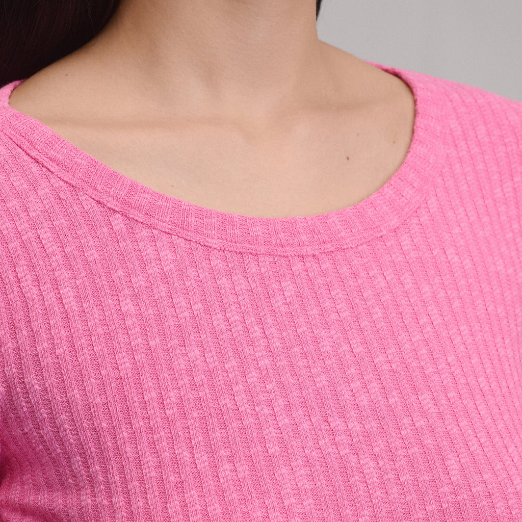 Women's Long-Sleeve Hacci Ribbed Top