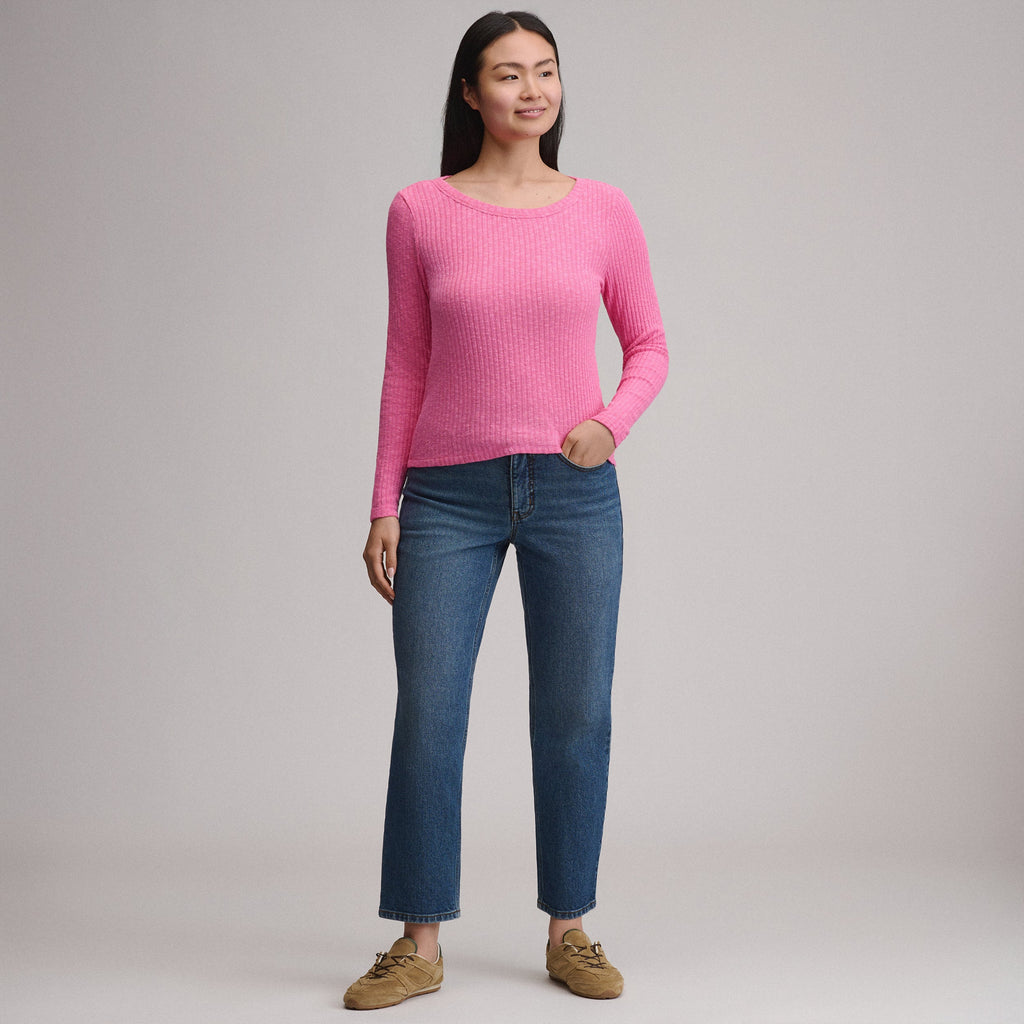 Women's Long-Sleeve Hacci Ribbed Top
