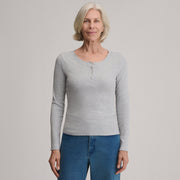 Women's Softline Rib Long-Sleeve Henley - Light Hthr Gray