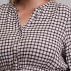 Women's Plaid Button Front Belted Midi Dress