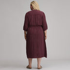 Women's Plaid Button Front Belted Midi Dress