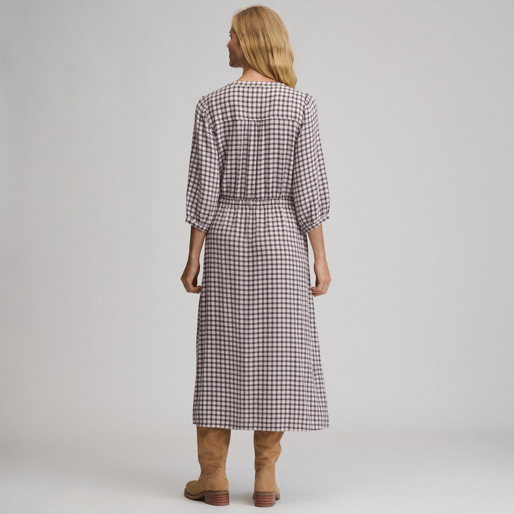 Women's Plaid Button Front Belted Midi Dress