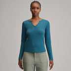 Women's Pointelle Notch-Neck Long-Sleeve Crew