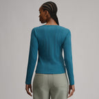 Women's Pointelle Notch-Neck Long-Sleeve Crew