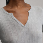 Women's Pointelle Notch-Neck Long-Sleeve Crew