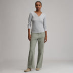 Women's Pointelle Notch-Neck Long-Sleeve Crew