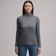 Women's Long-Sleeve Everyday Turtleneck - Med Heather Gray